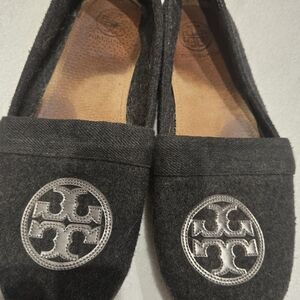 Tory Burch Black Felt Logo Flats